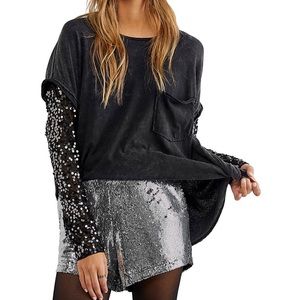 FREE PEOPLE
Celine Sequined Sleeve Tee